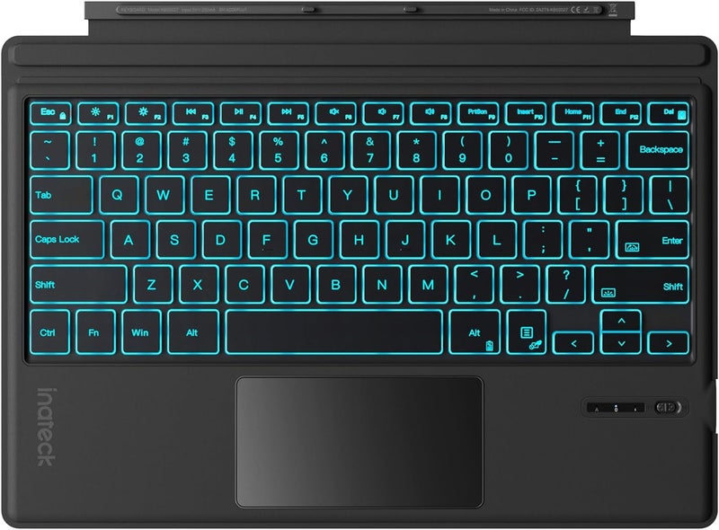 Inateck for Surface Pro 7 Keyboard with Precision Touchpad, Bluetooth 5.3, 7-Color Backlight, Compatible with Surface Pro 7/7+/6/5/4, KB02027 Black - Image 1